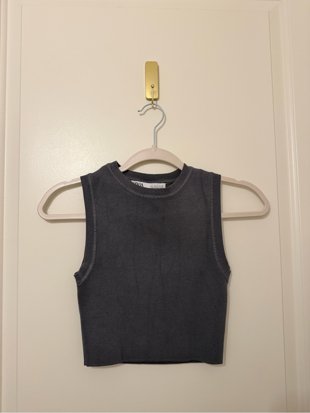 Zara Charcoal Sleeveless Knit Crop Tank
